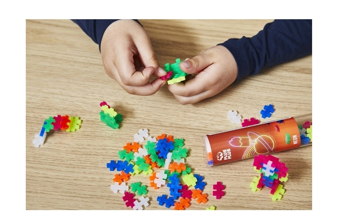  PLUS-PLUS NEON MIX  / 100 Parçalık Tüpte Çocuk Puzzle
