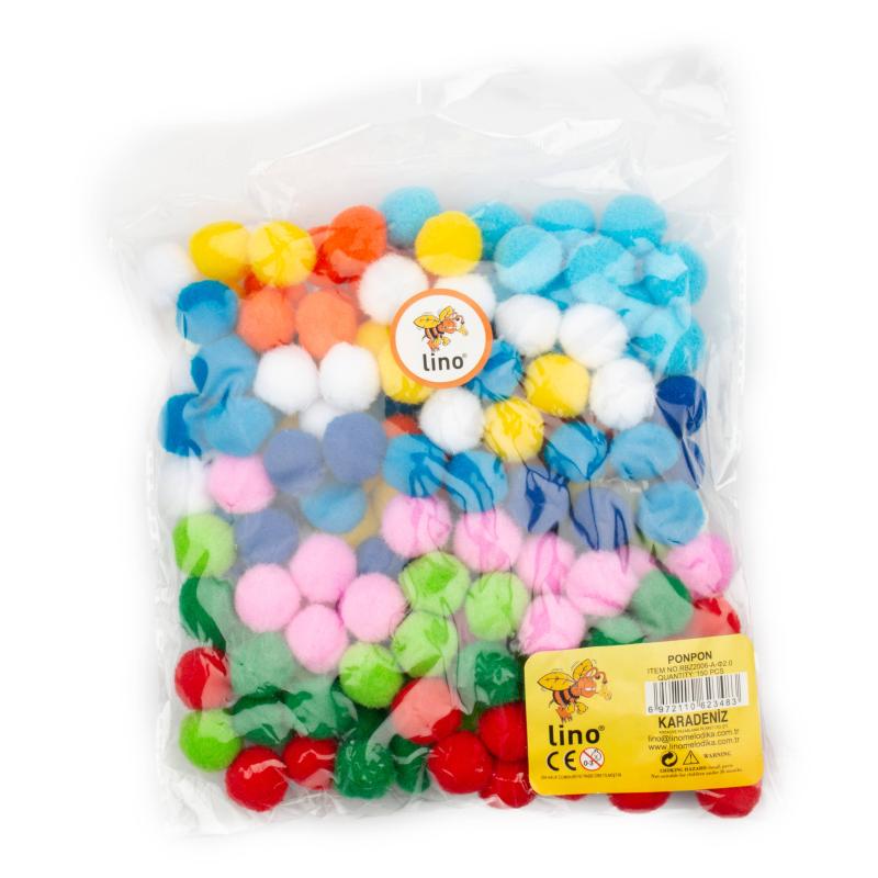 Karışık Renkli Yumuşak Ponpon 2 Cm 150 Adet