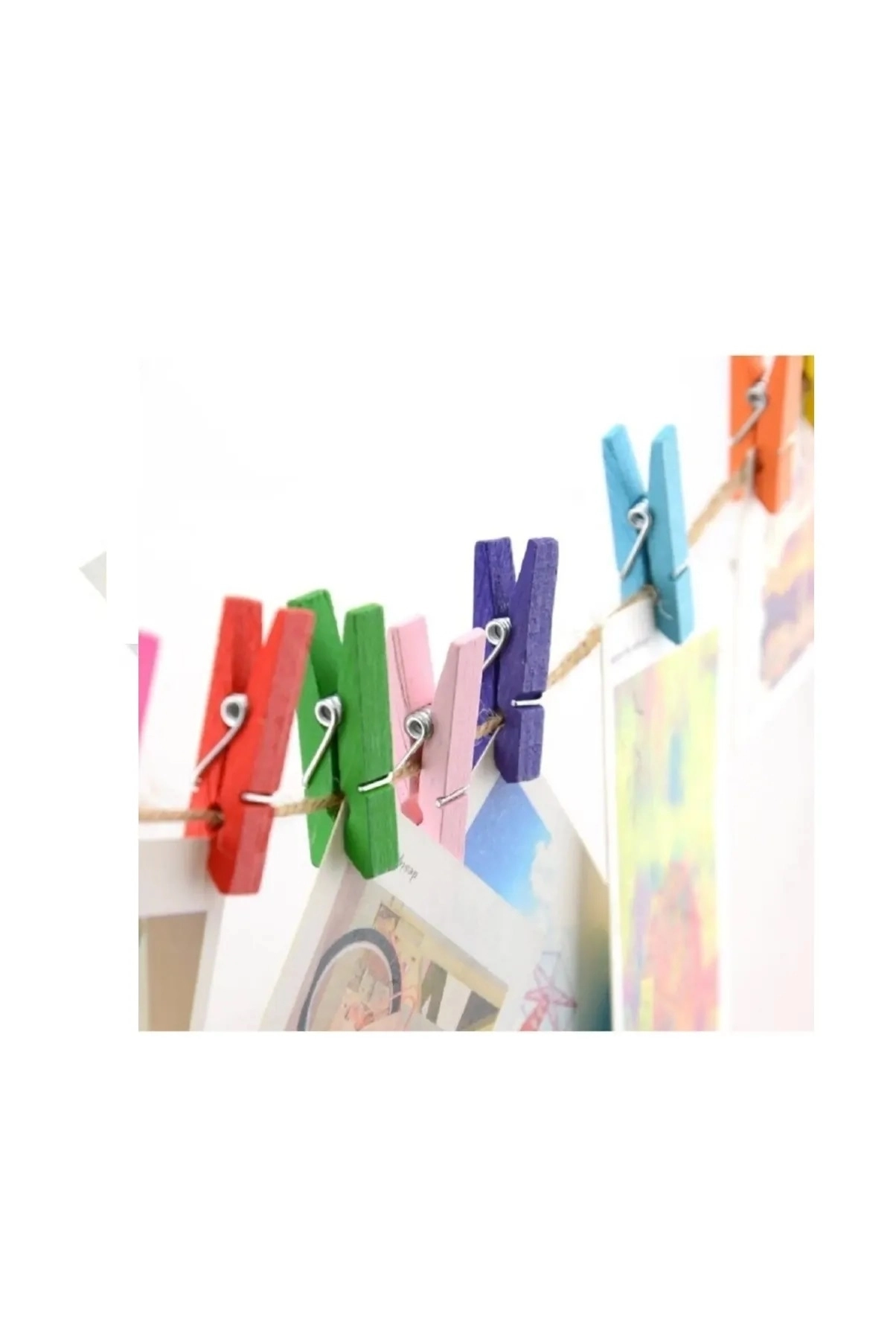 Ahşap Mandal, Renkli, 45 mm. 25 Adetlik 1 Paket