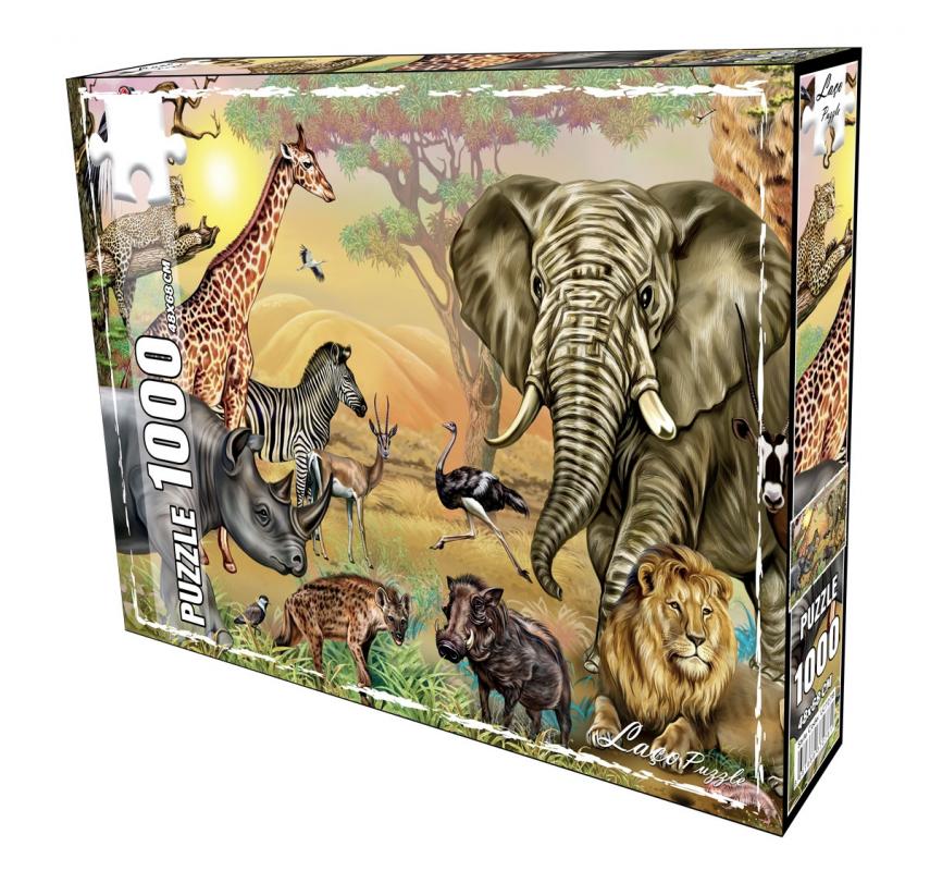 Savana Hayvanları 1000 Parçalık Puzzle- 70 Ml Puzzle Yapıştırıcısı Hediye