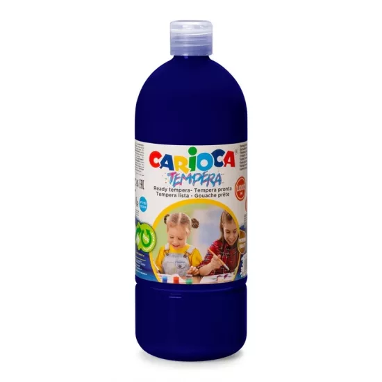 Carioca Tempera Suluboya Süper Yıkanabilir - 1000 Ml Parmak Boya - Koyu Mavi