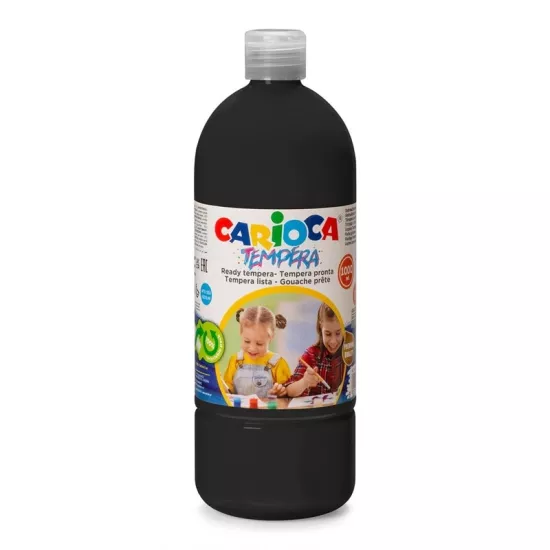 Carioca Tempera Suluboya Süper Yıkanabilir - 1000 Ml Parmak Boya - Siyah