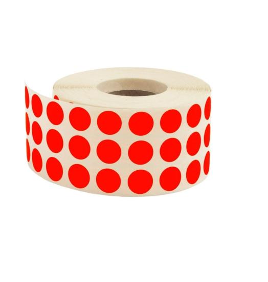 10 mm ( 1 cm) Nokta Etiketi 5000'li  - Kırmızı [ Etkinlik Metaryalı ]