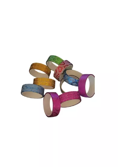 Renkli Desenli Simli Bant 12mm x 3 m ( 1 Pakette 10 Adet )