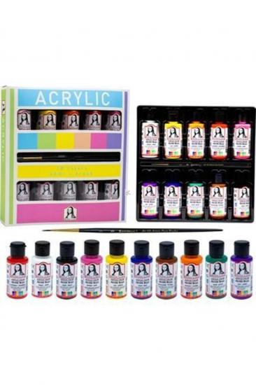 MonaLisa Akrilik 10 Renk x 40 ml + Fırça Set