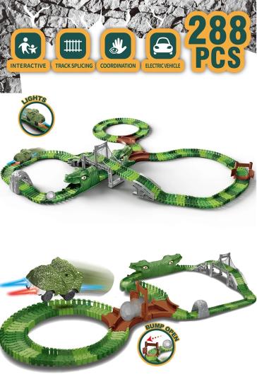 288 Parça Dinozor Temalı Hareketli Raylar Dinozor Araçlı