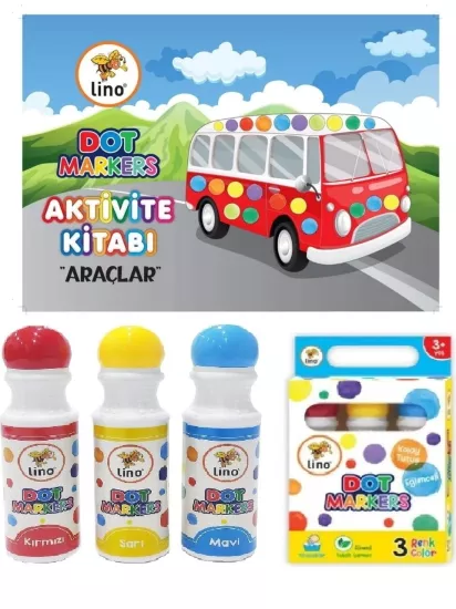Dot Markers 3’lü Yıkanabilir Kalem ve Boya Kitabı Araçlar