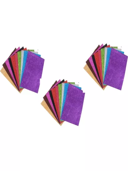 3 Paket Renkli Simli Eva , 20X30 cm 10 Renk Karışık - Anaokulu, Kreş, Okul Öncesi Etkinlik