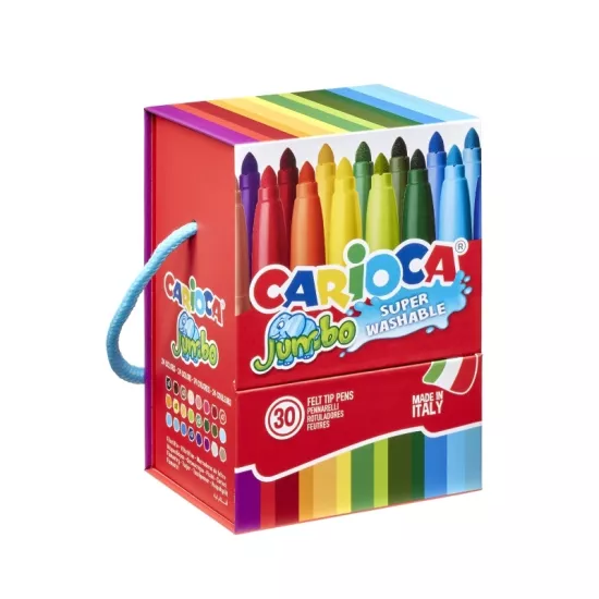 CARİOCA Jumbo Süper Yıkanabilir Keçeli Boya Kalemi 30’lu (Sert Kutu)