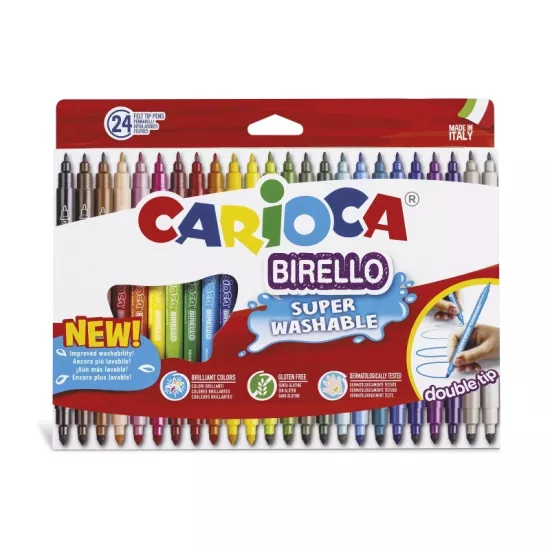 Carioca Bırello Super Yıkanabilir Çift Taraflı Keçeli Boya Kalemi 24’lü