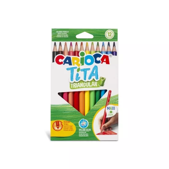 Carioca Tita Jumbo Üçgen Kuru Boya Kalemi 12’Li