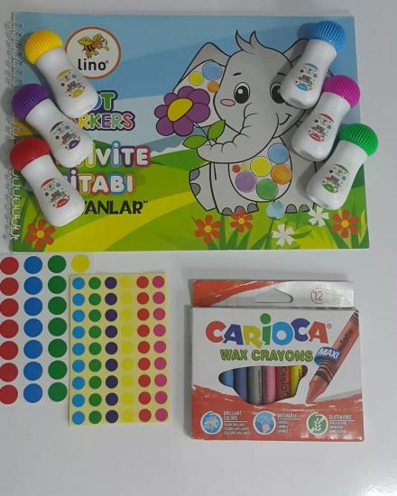 Dot Markers 6’lı Mini Boya Kalemi ve Boyama Kitabı Seti ( Nokta Etiketi Hediyeli)