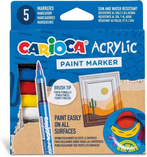 5’li Akrilik Paint Marker Su Bazlı Fırça Uçlu