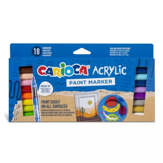 18’lİ Akrilik Paint Marker Su Bazlı Fırça Uçlu