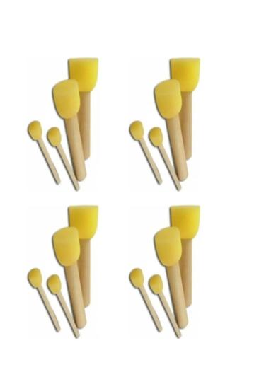 4’lü Ponpon Tampon Sünger Fırça ( 4 set)