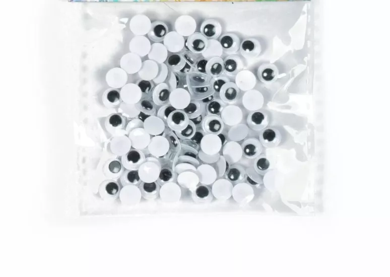 8 mm Siyah Beyaz Oynar Göz -100 Adet