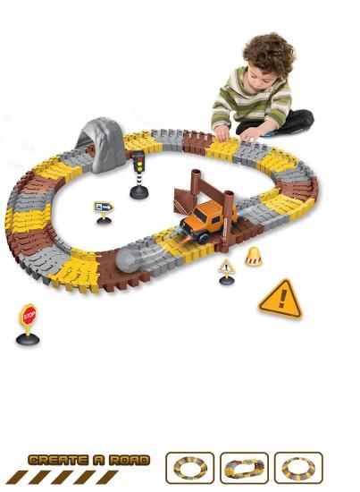 96 Parça İnşaat Temalı Hareketli Raylar Araçlı İnşaat Tracks