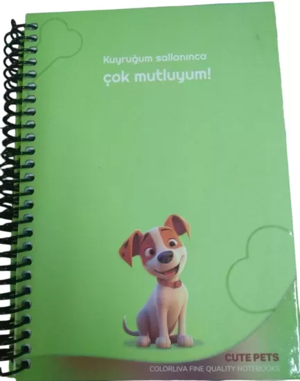 17*24 80Yaprak Kareli Cute Pets Sert Kapak Beyaz Defter