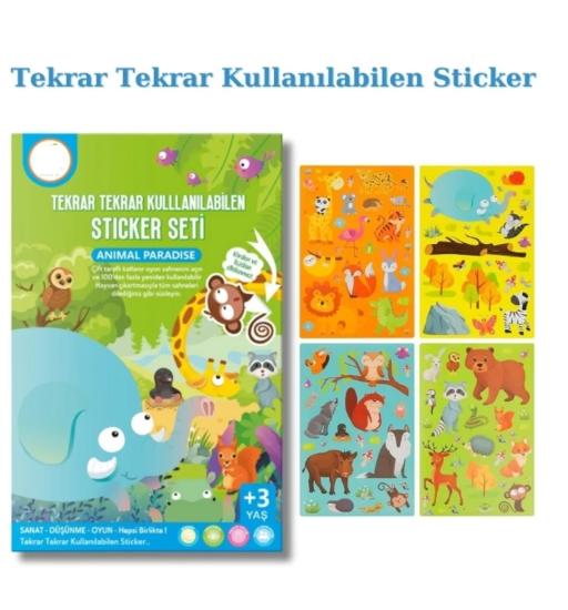 Tekrar Tekrar Kullanılabilen Sticker Seti - ANIMAL - hayvanlar