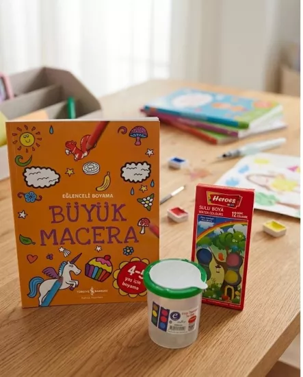 büyük macera boyama kitabı sulu boya hediyeli