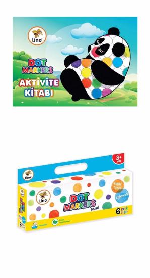 Mini Dot Markers 6’lı Yıkanabilir Kalem ve Boya Kitabı Karışık