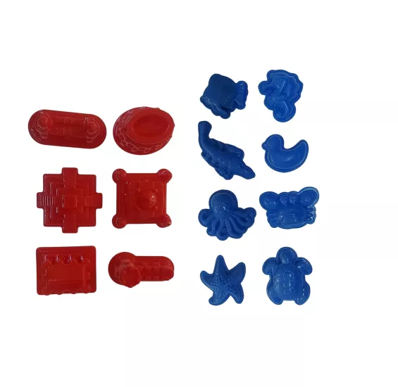 14 Parçalı Kinetik Kum Set, ( Tarihi ve Deniz Canlıları Kalıpları)