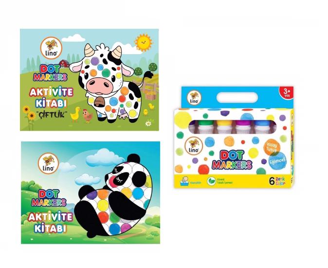2’li Dot Marker Boyama Kitabı + Dot Marker 6’lı Boya Kalemleri