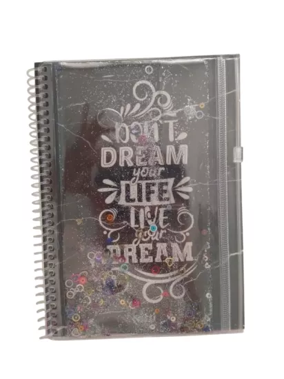 A5 Boy Simli Ve Sulu Şeffaf Kalemlikli Defter 