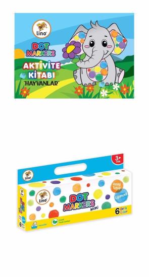 Mini Dot Markers 6’lı Yıkanabilir Kalem ve Boya Kitabı Hayvanlar