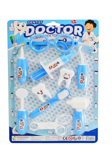 Kartelalı Oyuncak Doktor Dişçi Seti - Mavi