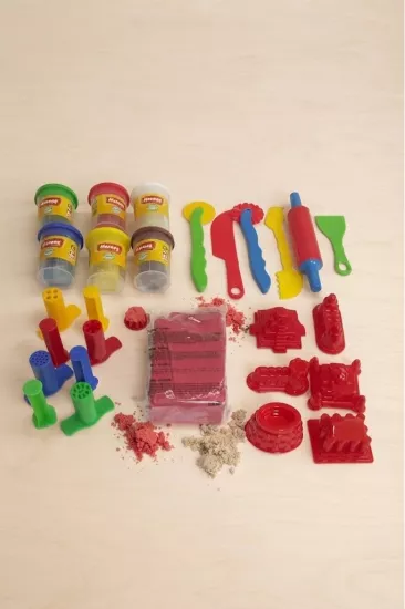 1000 Gr Kinetik Kum Kum Kalıbı Merdane- Enjektör Set Oyun Hamuru