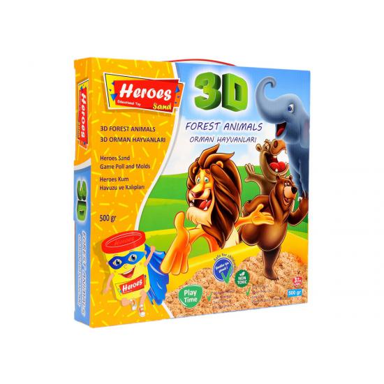 Küçük Havuzlu 3D Boyutlu Orman Hayvanları  Kalıplı 500 Gr Kinetik Kum Seti