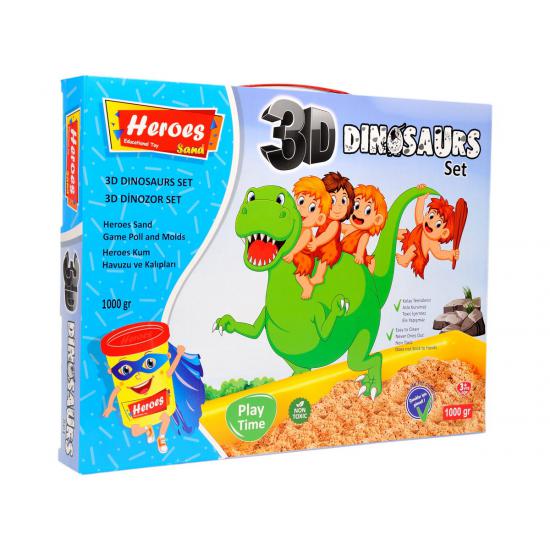 Küçük Havuzlu 3D Boyutlu Dinozor  Kalıplı 500 Gr Kinetik Kum Seti