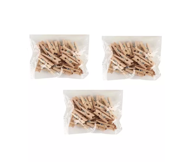 Ahşap Mandal, Natürel, 5 mm. 24 Adetlik 3 Adet