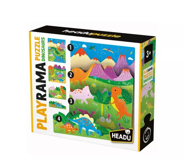 HEADU Playrama Puzzle Dınosaurs (3-6 YAŞ)  { Dinozor Temalı Puzzle)