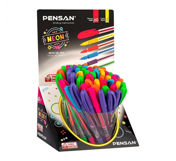  Neon Jel Kalem Pvc Renkli 60 Lı Stand 