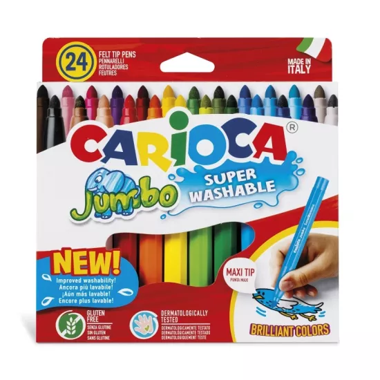 Carioca Jumbo Süper Yıkanabilir Keçeli Boya Kalemi 24’Lü