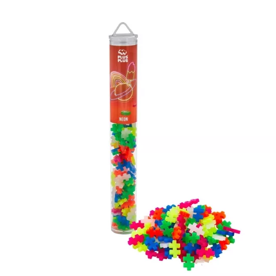  PLUS-PLUS NEON MIX  / 100 Parçalık Tüpte Çocuk Puzzle