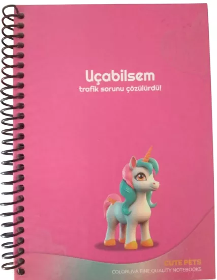 17*24 80 Yaprak Çizgili Cute Pets Sert Kapak Beyaz Defter
