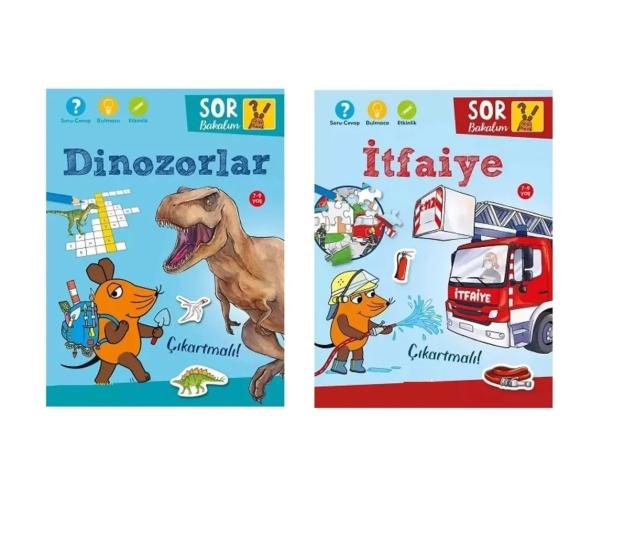 Sor Bakalım - İtfaiye & Sor Bakalım - Dinozorlar Çıkartmalı 2’li Kitap Set