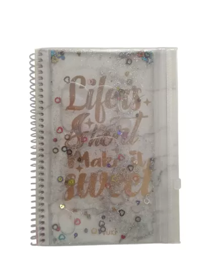 A5 Boy Simli Ve Sulu Şeffaf Kalemlikli Defter 
