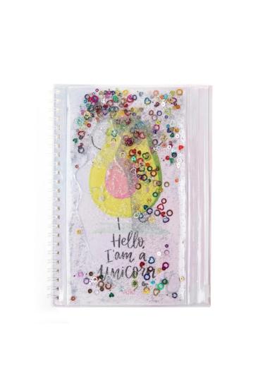 A5 Boy Simli Ve Sulu Şeffaf Kalemlikli Defter - Avokadoı