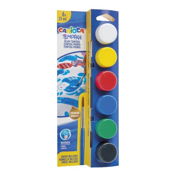  Carioca Tempera Yıkanabilir Fırçalı Parmak Boya 25*6 Renk Karışık