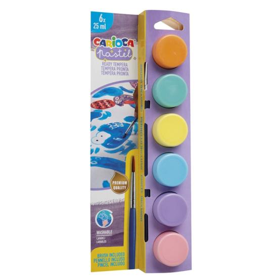  Carioca Tempera Yıkanabilir Fırçalı Pastel Parmak Boya 25*6 Renk Karışık