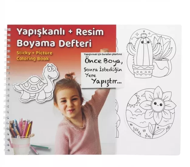 Yapışkanlı Sticker’lı Boyama Kitabı / Boya Ve Istediğin Yere Yapıştır