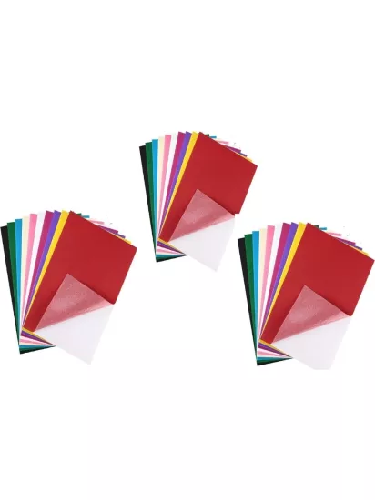  3 Paket Yapışkanlı Keçe, 20X30 cm 10 Renk Karışık - Okul, Kreş, Okul Öncesi Etkinlik