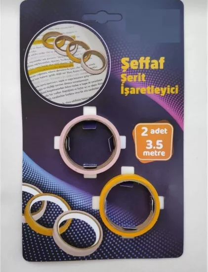 Yapışkanlı Renkli Şeffaf Rulo Satır İşaretleyici 8mm x 3,5 metre