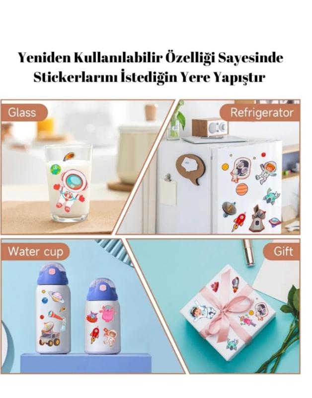 Tekrar Tekrar Kullanılabilen Sticker Seti -SPACE - Uzay