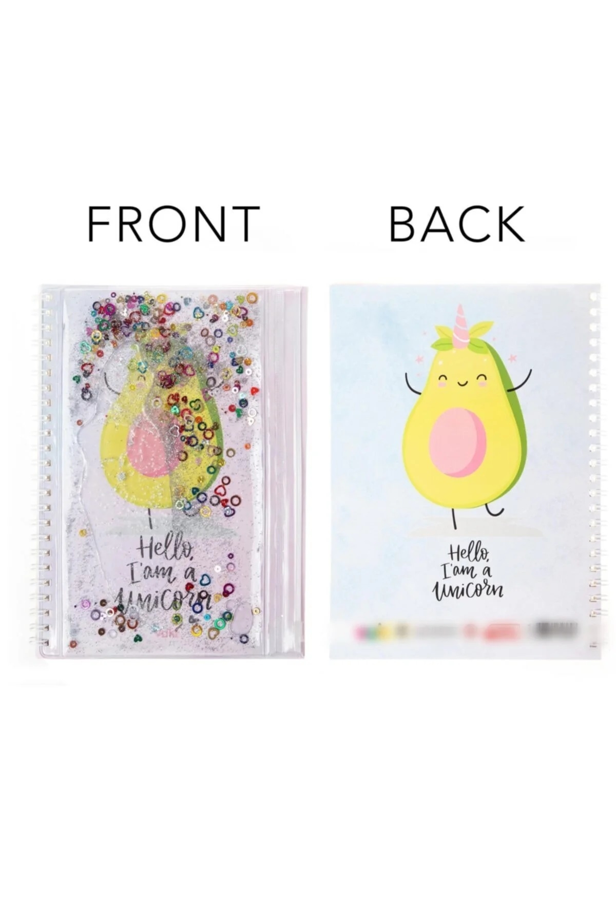 A5 Boy Simli Ve Sulu Şeffaf Kalemlikli Defter - Avokadoı