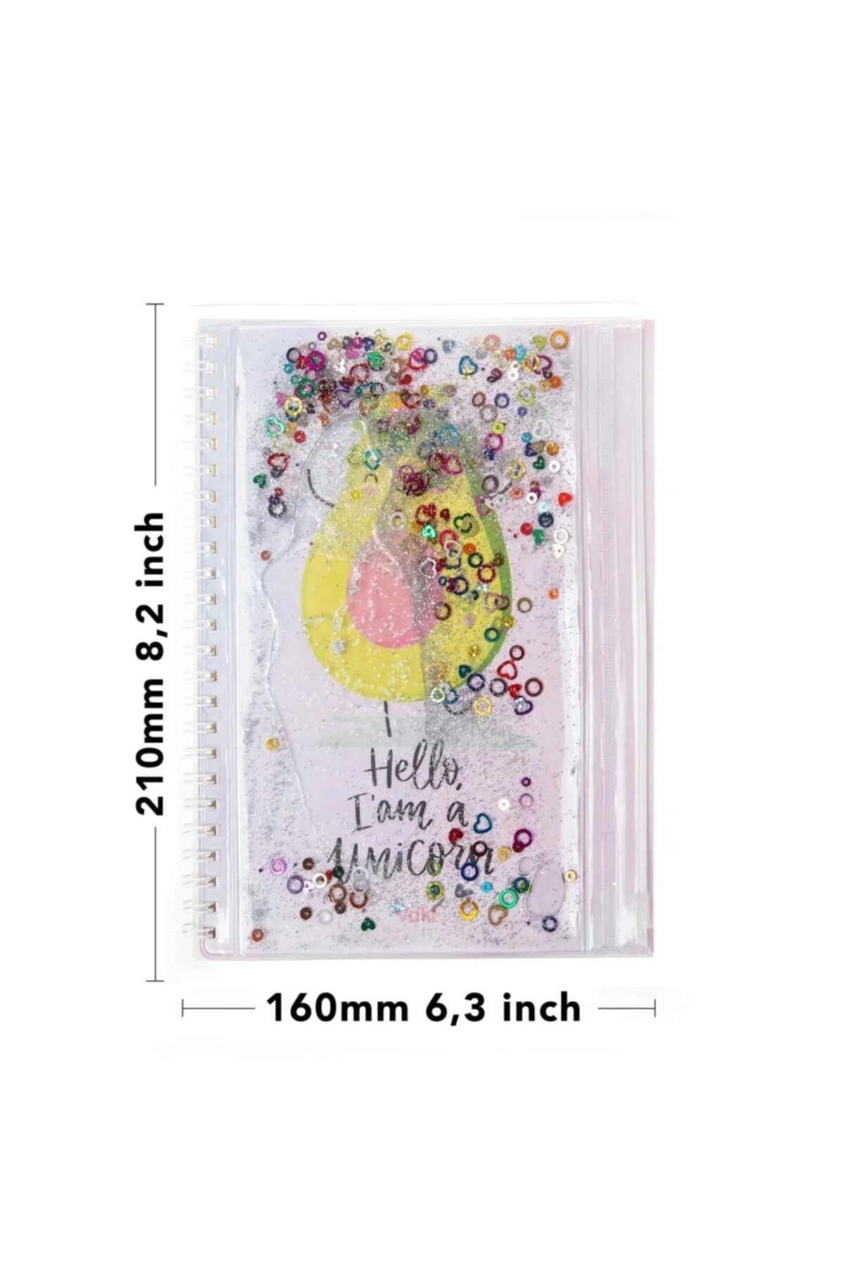 A5 Boy Simli Ve Sulu Şeffaf Kalemlikli Defter - Avokadoı